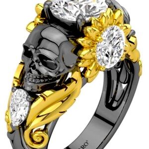 skull and flower ring
